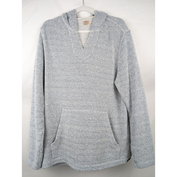 Faherty Seabrook French Terry Hoodie Pullover V Neck Pocket Sweatshirt Womens L - Picture 2 of 9